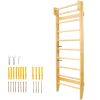 Gymnastics Wood Stall Bar, Multi-use Swedish Ladder- Wall Mounted Pull Up Bar-Physical Therapy for Stretching and Various Exercises