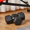 Soozier 2 x 50lbs Hex Dumbbell Set of 2, Rubber Weights Exercise Fitness Dumbbell with Non-Slip Handles, Anti-roll, for Women or Men Home Gym Workout