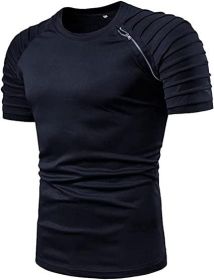 Men's Casual Shirt Short Sleeve Crewneck T Shirt Athletic Running Sport Gym Mens T Shirts (Color: navy, size: XL)