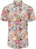 Men's Hawaiian Floral Short Sleeve Shirt Casual Flower Button Down Slim Fit Shirts