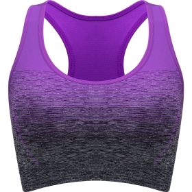 1pc/2pcs/3pcsMedium Support Two Tone Racer Back Sports Bra, Fitness Workout Running Yoga Bra (Color: Purple, size: L(8/10))