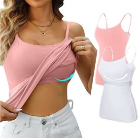 Womens Camisole Sleeveless Cami Vest Top Yoga Tank Tops (Color: Pink, size: S)