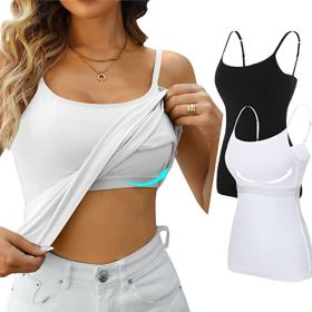 Womens Camisole Sleeveless Cami Vest Top Yoga Tank Tops (Color: White, size: XL)