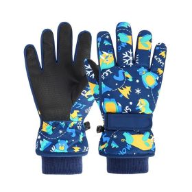 Winter Gloves For Kids Boys Girls Snow Windproof Mittens Outdoor Ski Gloves (Color: Blue, size: S)