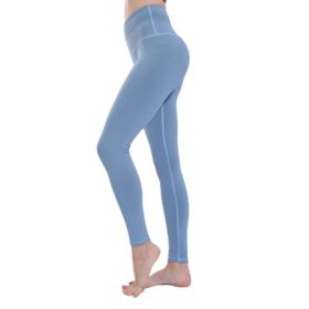 Women's High Waist Leggings Yoga Sport Pants (Color: Light Blue, size: M)