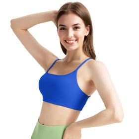 1Pc/3Pcs Women Cross Back Sport Bras Padded Strappy Crop Open Back Low Impact Bras Sexy Fitness Tank Tops (Color: 1PcBlue+1PcWhite+1PcBlack, size: M)