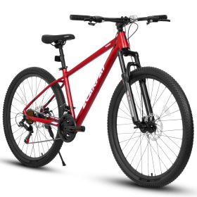 A27312 Mountain Bike 27.5 Inch Wheels, 21-Speed Mens Womens Trail Commuter City Mountain Bike (Color: RED-BT)