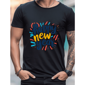 2025 New Year Cotton T-Shirt for Men - Stylish & Comfortable Short Sleeve Tee for All Seasons (Style: 6)