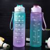 32oz/900mL Motivational Water Bottle With Straw & Time Marker; Daily Water Intake Bottle With Carrying Strap For Fitness Gym School Mountain Climbing