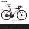 A28320RL 700C Road Bike, 16-Speed Outdoor Bike Disc Brakes, Light Weight Aluminum Frame, Racing Bike City Commuting Road Bicycle L Size for Men Women