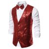 Men's Sequin Vest Shiny Suit Vest V-neck Party Dress