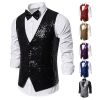 Men's Sequin Vest Shiny Suit Vest V-neck Party Dress