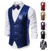 Men's Sequin Vest Shiny Suit Vest V-neck Party Dress