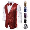 Men's Sequin Vest Shiny Suit Vest V-neck Party Dress